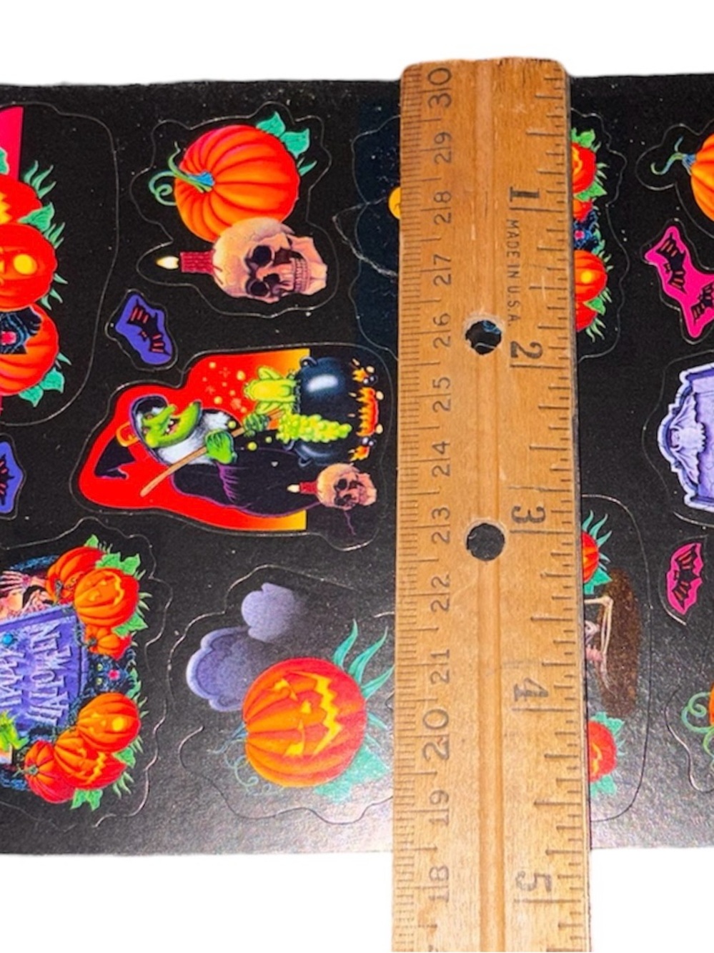 Vtg 1990s Eye Catching Bright Halloween Themed Full Sticker Sheet - Picture 4 of 7